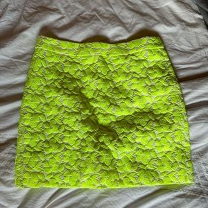 J Crew neon embroidered miniskirt